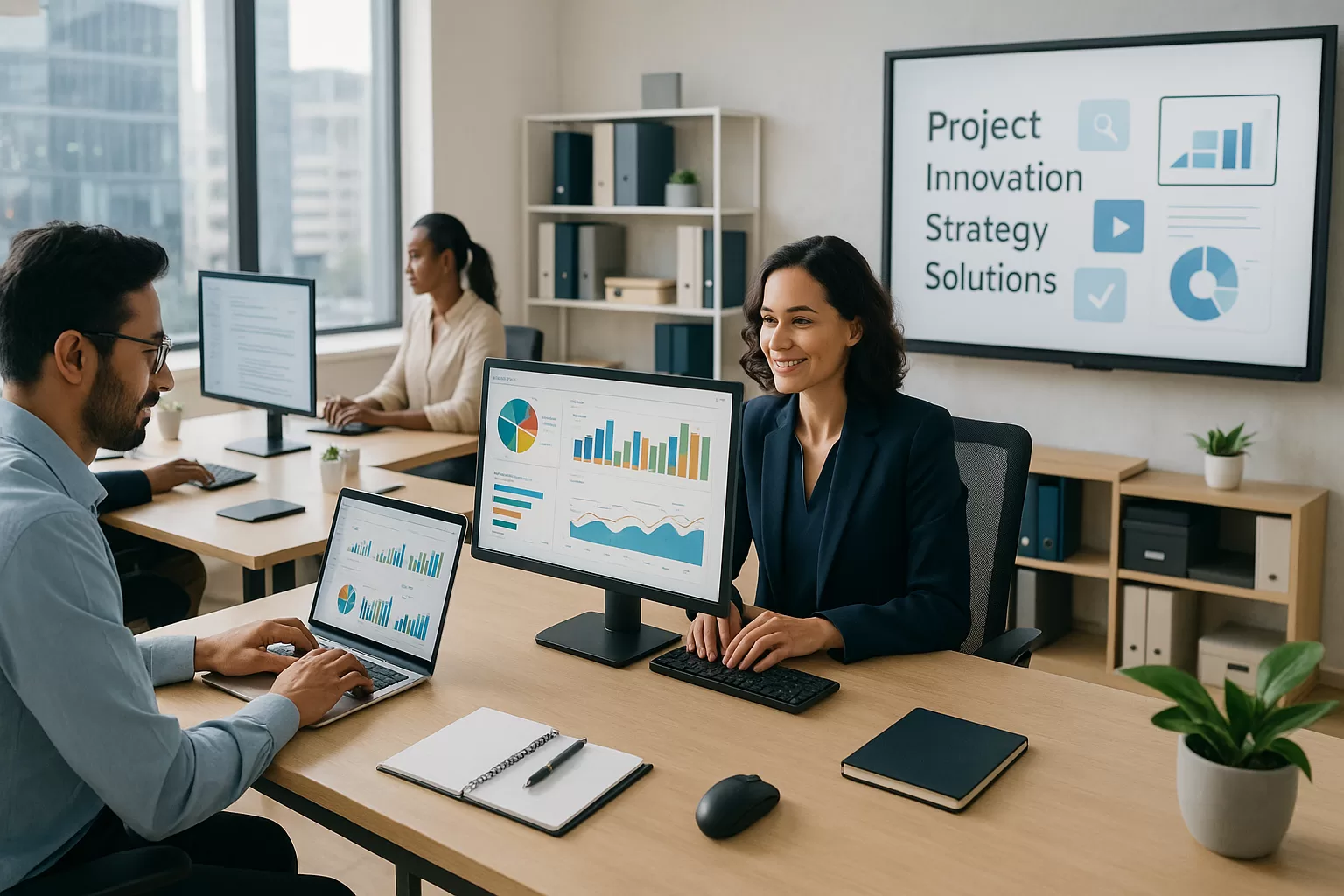 Modern workplace using time saving document management tools for productivity and collaboration