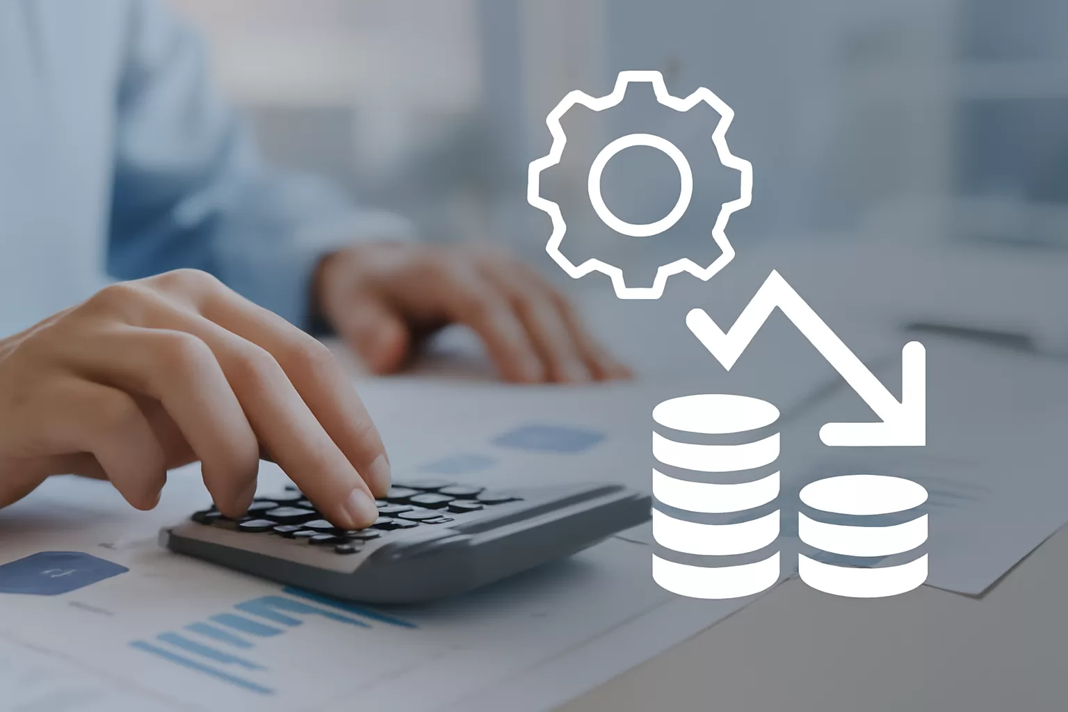 Business process automation reducing operational costs with graphic elements showcasing efficiency improvements.