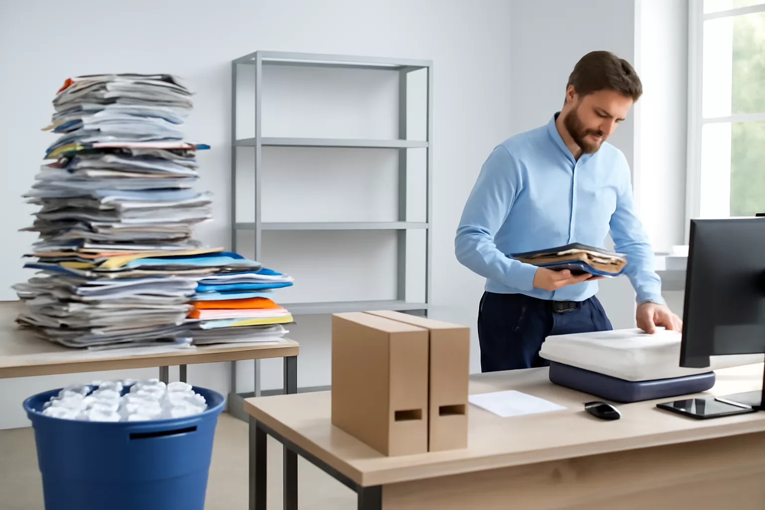 ChatGPT ImOffice space clearance with a focus on organisation and document management, removing clutter and optimising workspace.age May 3, 2025, 05 48 57 PM