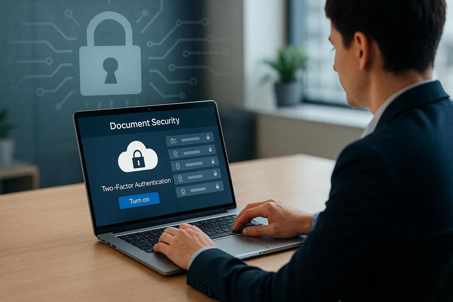 Office worker taking quick actions to improve document security