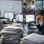 Team overwhelmed by paperwork and duplicated admin showing the hidden cost of business inefficiency